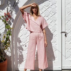 I Love Linen - Elle Shirt in Wildflower Pink